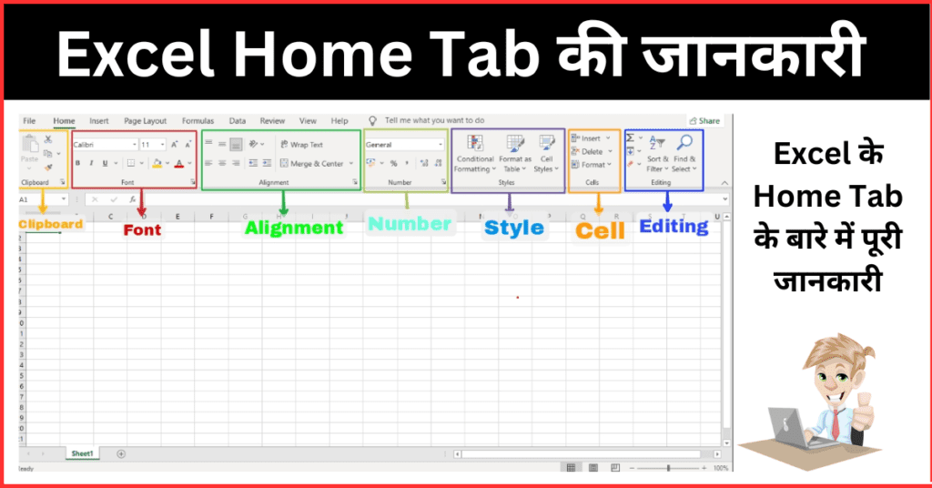 MS Excel Home Tab In Hindi